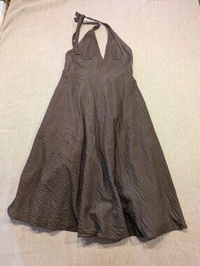 J. Crew 100% Cotton Halter Fit & Flare Maxi Dress Brown Women’s Size 8